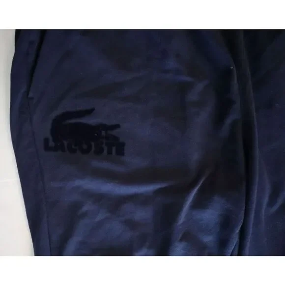 Lacoste 3H5422-51-423 Men's Sz M Navy Blue Cotton Fleece Lounge Jogger Pants